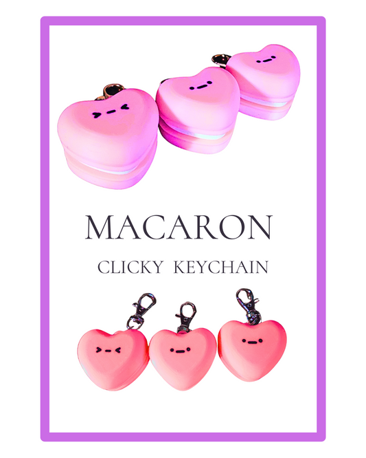 3D printed Macaron Clicky Keychain, Cute Heart Shaped Fidget Charm, Kawaii inspired Macaron Clicky Keychain