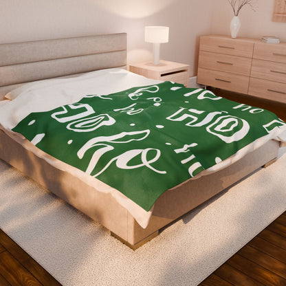 "Ho Ho Ho Throw" Plush Blanket - Cozy Green and White HO HO HO Print