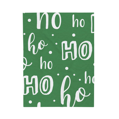 "Ho Ho Ho Throw" Plush Blanket - Cozy Green and White HO HO HO Print