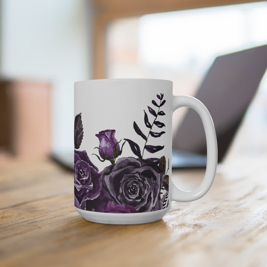 Goth Purple Rose Ceramic 15oz Coffee and Tea Mug