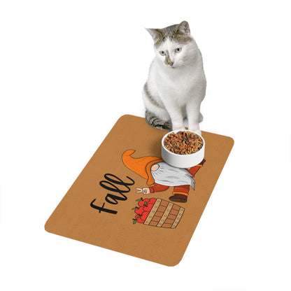 Autumn Gnome Pet Food Mat, Fall Season Dog Cat Bowl Mat, Kitchen Decor, Pet Accessories, Gnome Lover Gift
