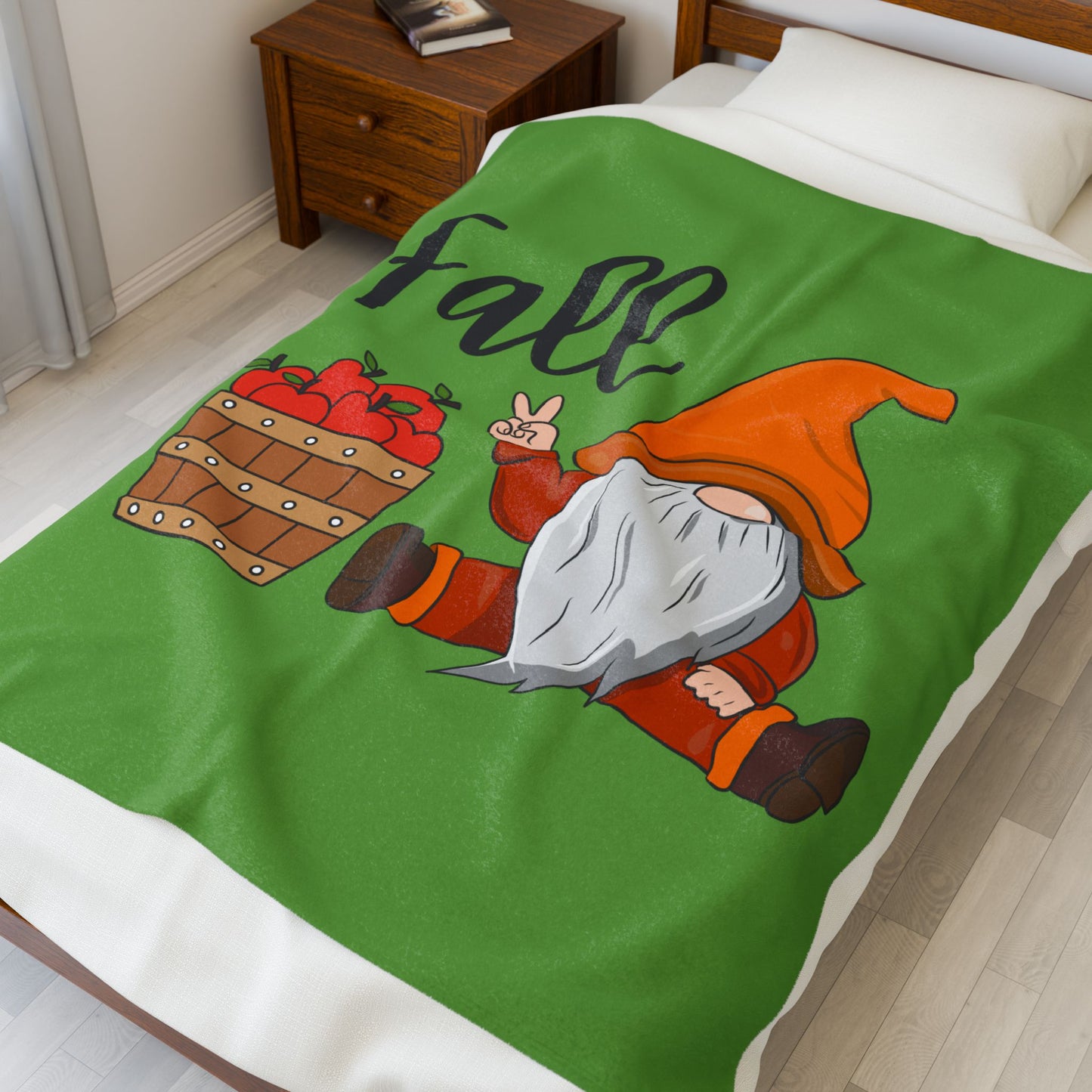 Fall Gnome Plush Blanket, Cozy Throw Blanket, Autumn Decor Blanket, Snug Gifting, Seasonal Home Warmth