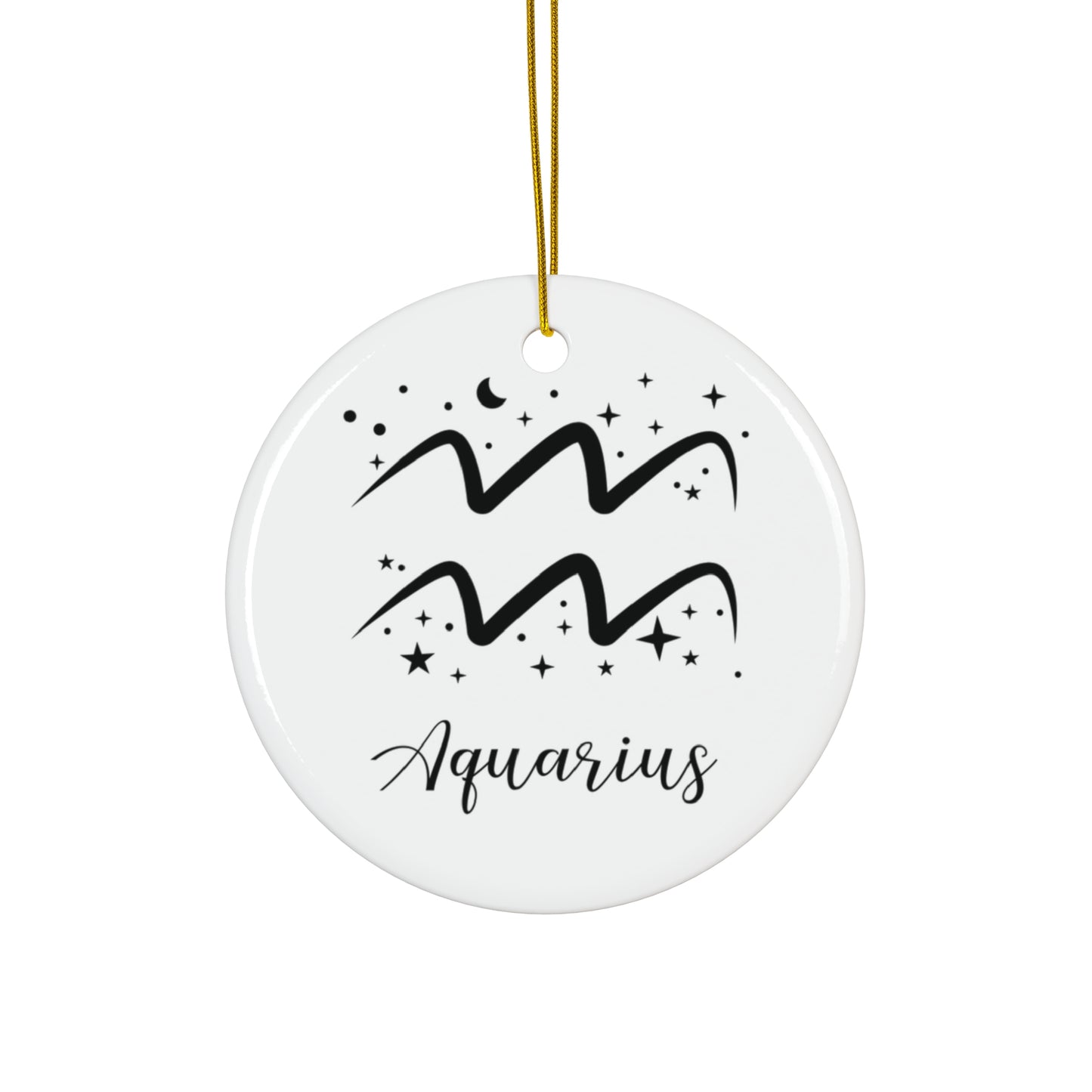 Aquarius Ceramic Ornament — Zodiac Astrology Holiday Gift