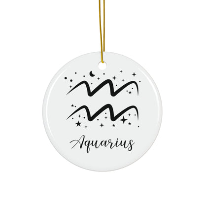 Aquarius Ceramic Ornament — Zodiac Astrology Holiday Gift