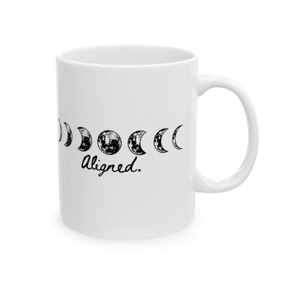 Aligned Moon Phase Ceramic Mug — 11oz & 15oz Astrology Coffee Cup