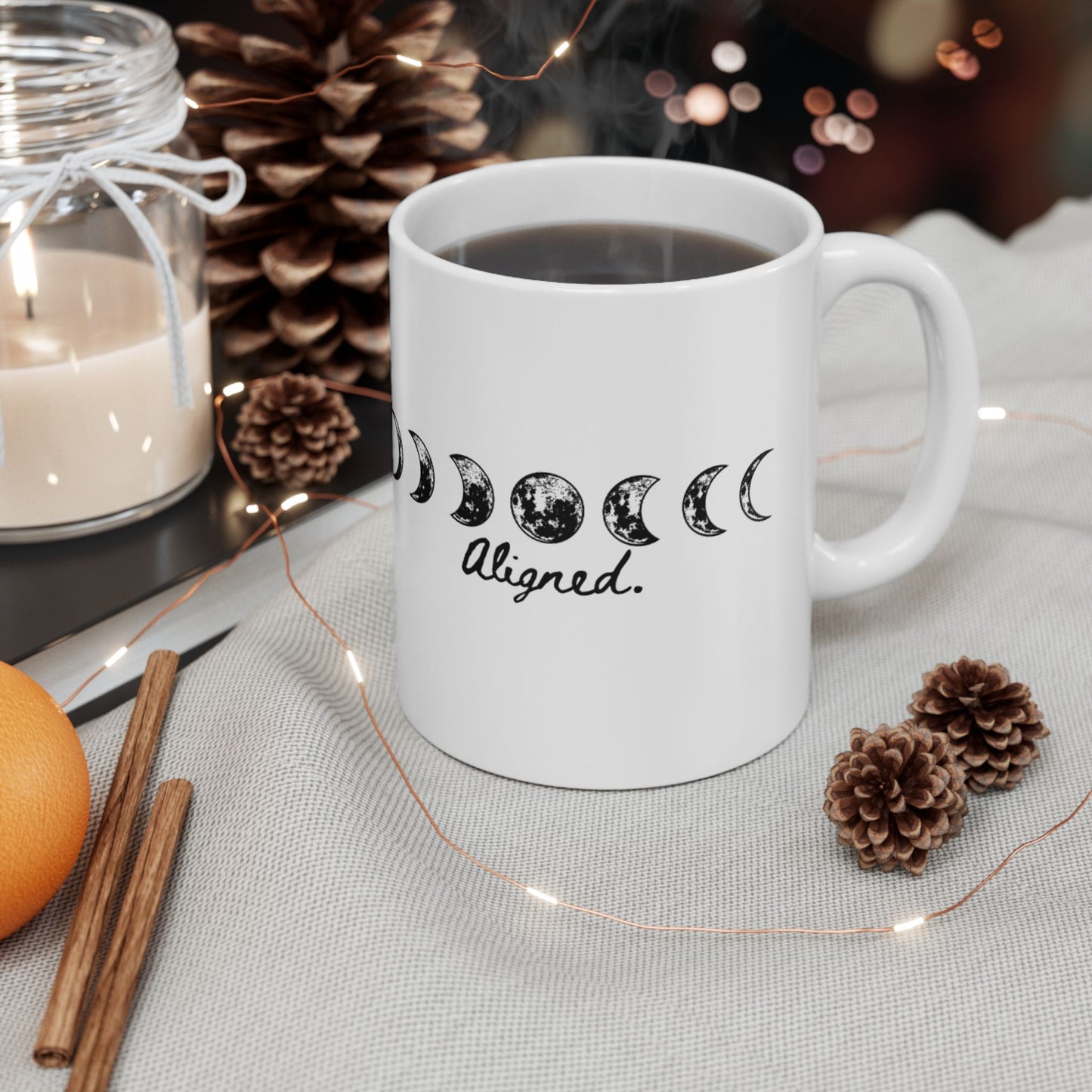 Aligned Moon Phase Ceramic Mug — 11oz & 15oz Astrology Coffee Cup