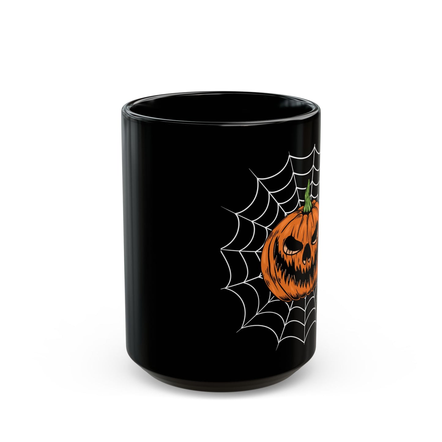 Mug - Sinister Grin Jack-o-lantern Spider Web Halloween Coffee Cup