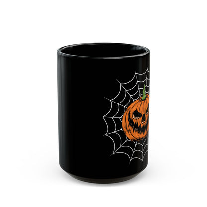 Mug - Sinister Grin Jack-o-lantern Spider Web Halloween Coffee Cup