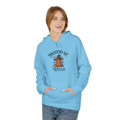 Highland Cow Witch Hoodie, Cozy Halloween Apparel, Gift for Witches, Fall Fashion, Casual Comfort, Unique Statement Piece