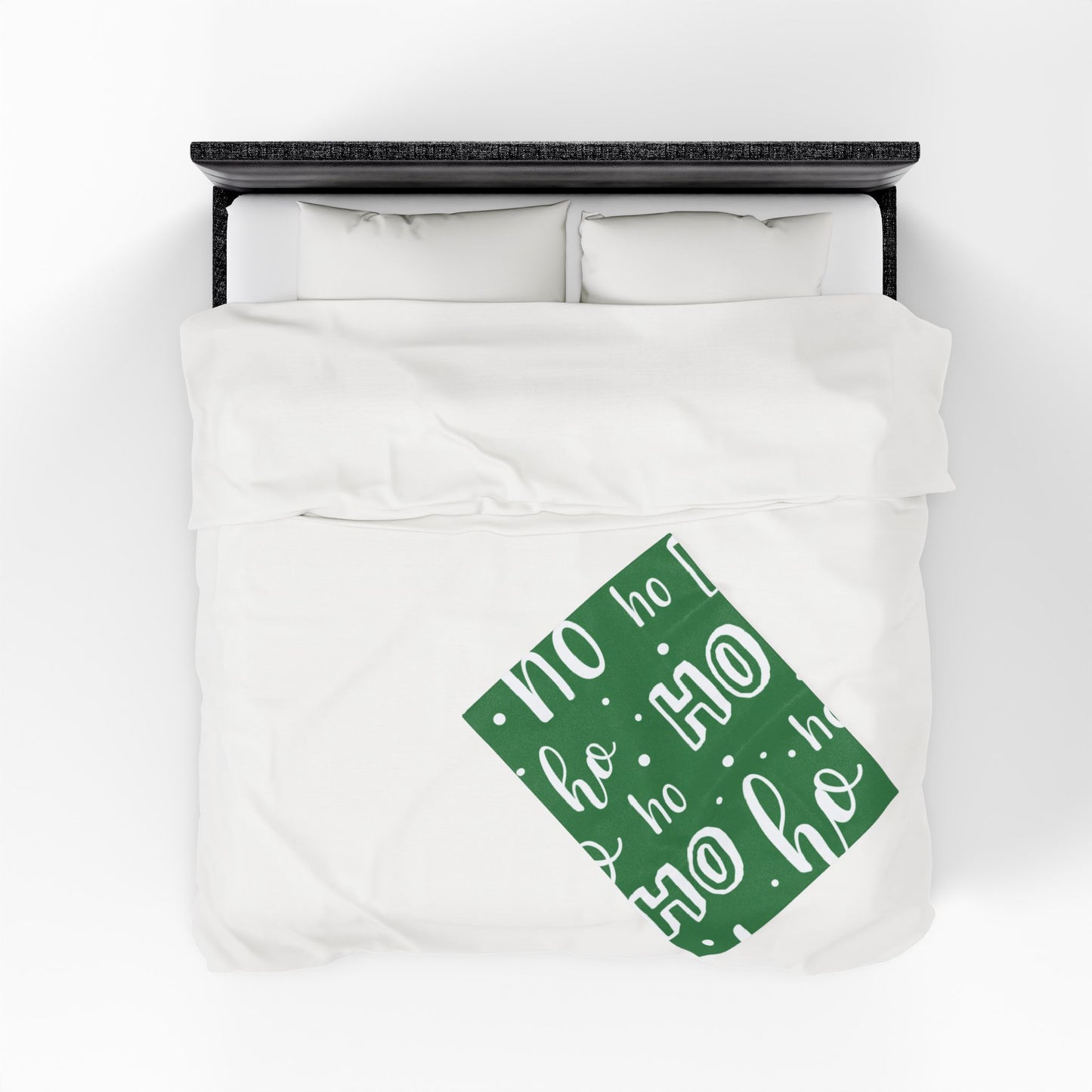 "Ho Ho Ho Throw" Plush Blanket - Cozy Green and White HO HO HO Print