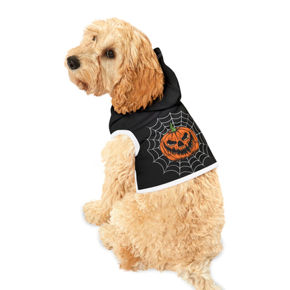 Sinister Grin Pumpkin Pet Hoodie for Halloween, Cozy Dog Sweater, Fun Cat Outfit, Fall Pet Apparel, Costume for Pets, Sinister jack-o-lantern grin pet hoodie