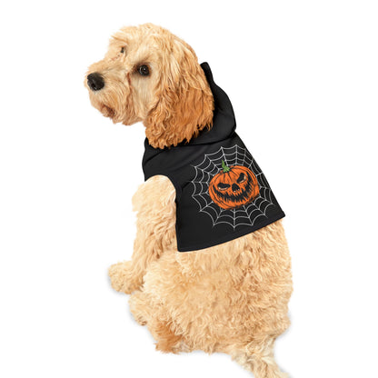 Sinister Grin Pumpkin Pet Hoodie for Halloween, Cozy Dog Sweater, Fun Cat Outfit, Fall Pet Apparel, Costume for Pets, Sinister jack-o-lantern grin pet hoodie