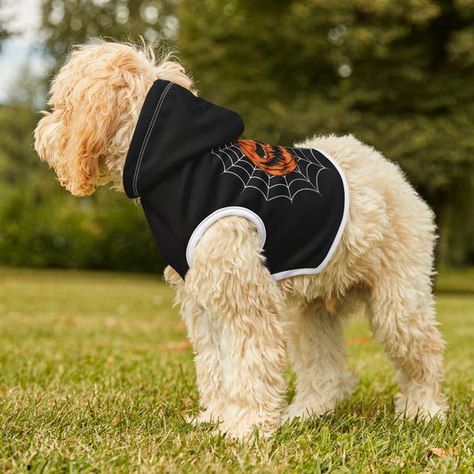 Sinister Grin Pumpkin Pet Hoodie for Halloween, Cozy Dog Sweater, Fun Cat Outfit, Fall Pet Apparel, Costume for Pets, Sinister jack-o-lantern grin pet hoodie