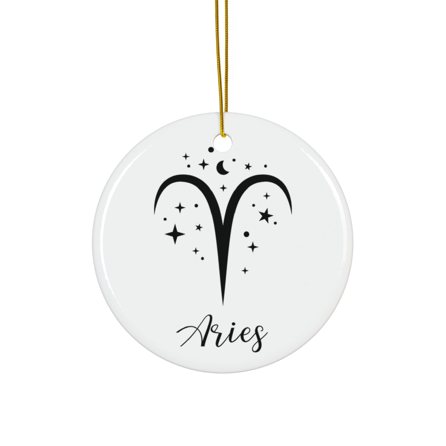 Aries Ceramic Ornament — Zodiac Star Sign Holiday Decoration