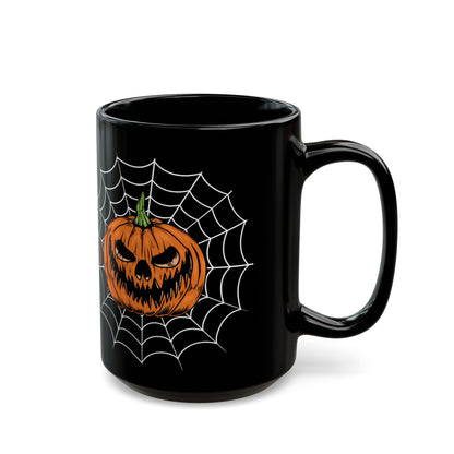 Mug - Sinister Grin Jack-o-lantern Spider Web Halloween Coffee Cup