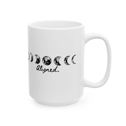 Aligned Moon Phase Ceramic Mug — 11oz & 15oz Astrology Coffee Cup