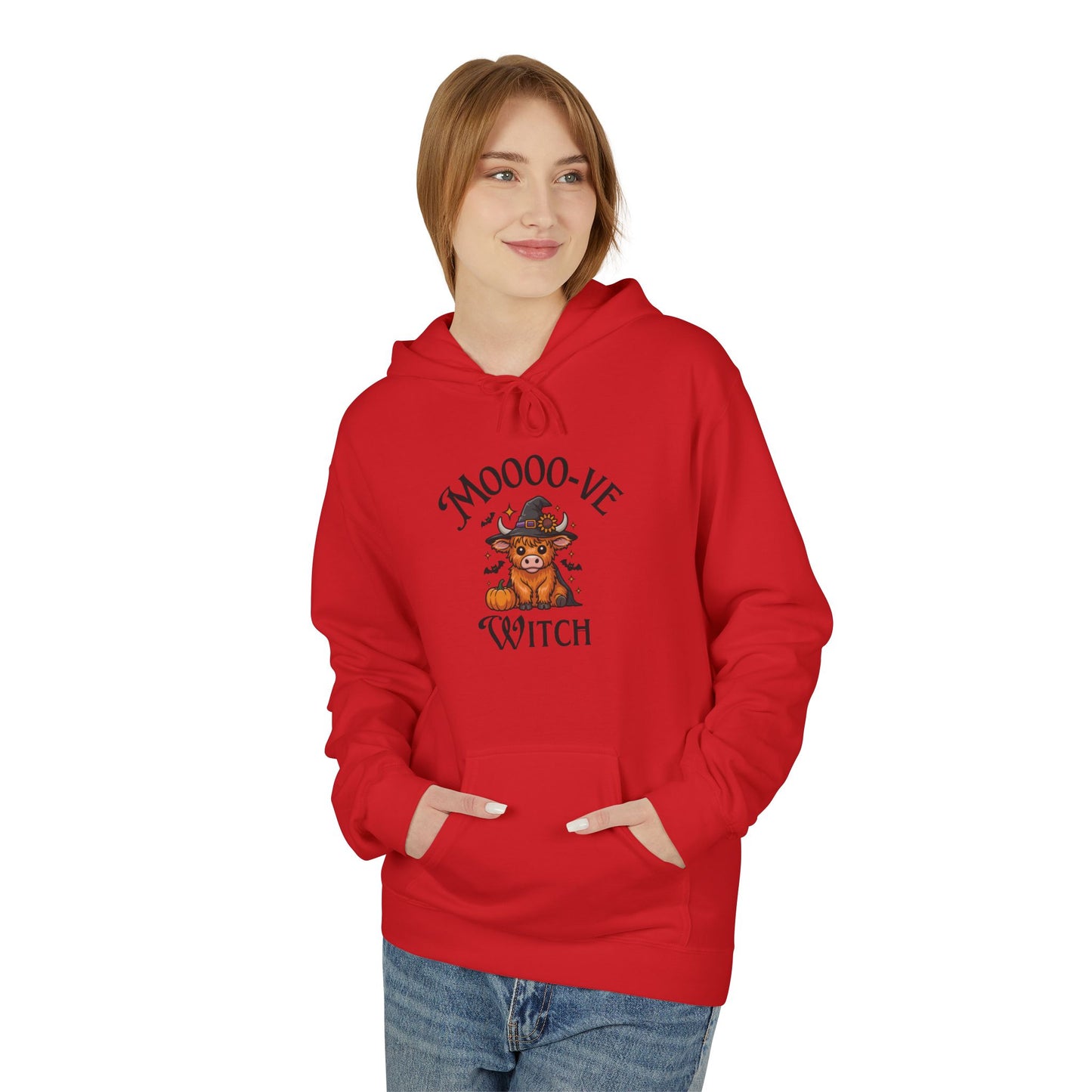 Highland Cow Witch Hoodie, Cozy Halloween Apparel, Gift for Witches, Fall Fashion, Casual Comfort, Unique Statement Piece