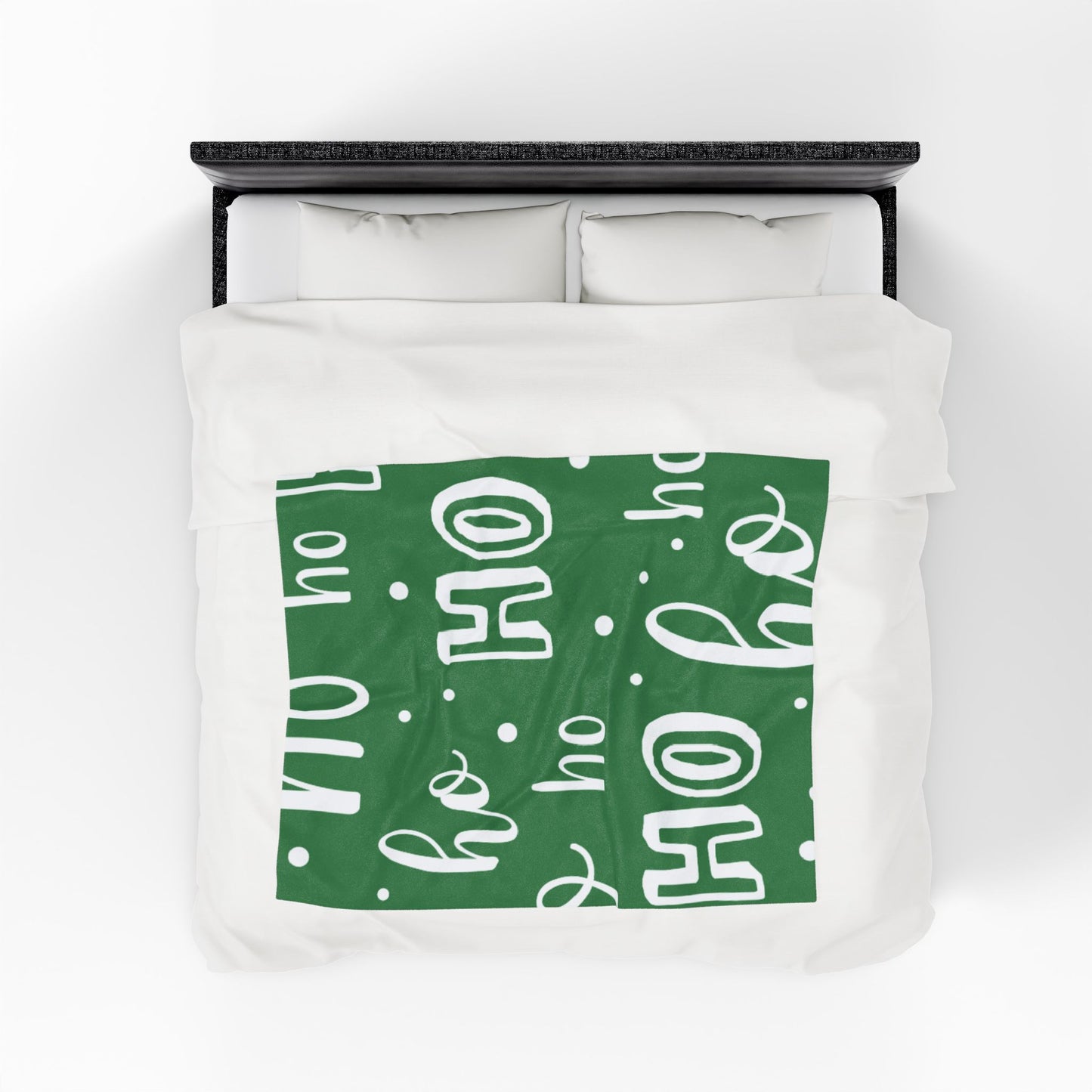 "Ho Ho Ho Throw" Plush Blanket - Cozy Green and White HO HO HO Print