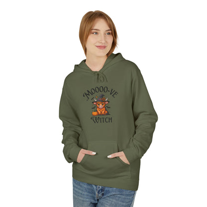 Highland Cow Witch Hoodie, Cozy Halloween Apparel, Gift for Witches, Fall Fashion, Casual Comfort, Unique Statement Piece