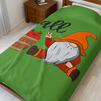 Fall Gnome Plush Blanket, Cozy Throw Blanket, Autumn Decor Blanket, Snug Gifting, Seasonal Home Warmth