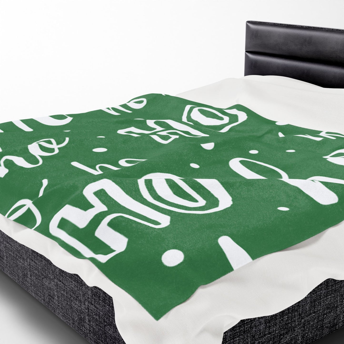 "Ho Ho Ho Throw" Plush Blanket - Cozy Green and White HO HO HO Print