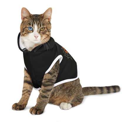 Sinister Grin Pumpkin Pet Hoodie for Halloween, Cozy Dog Sweater, Fun Cat Outfit, Fall Pet Apparel, Costume for Pets, Sinister jack-o-lantern grin pet hoodie