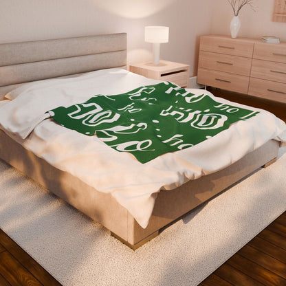 "Ho Ho Ho Throw" Plush Blanket - Cozy Green and White HO HO HO Print