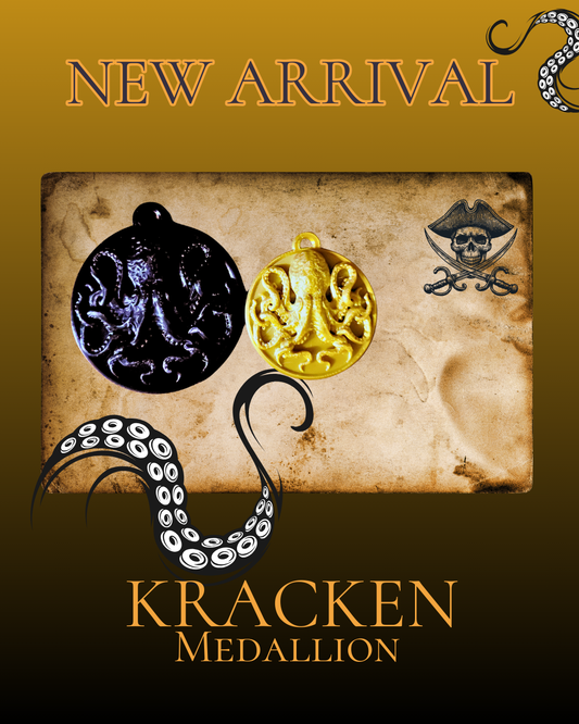 3D Printed Cthulu Kracken Pirate Medallion Pendant, Gothic Nautical Jewelry, Pirate Cosplay