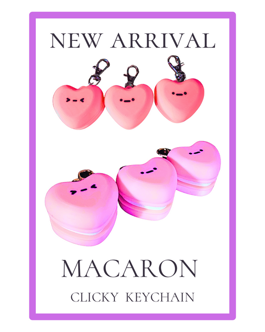 3D printed Macaron Clicky Keychain, Cute Heart Shaped Fidget Charm, Kawaii inspired Macaron Clicky Keychain