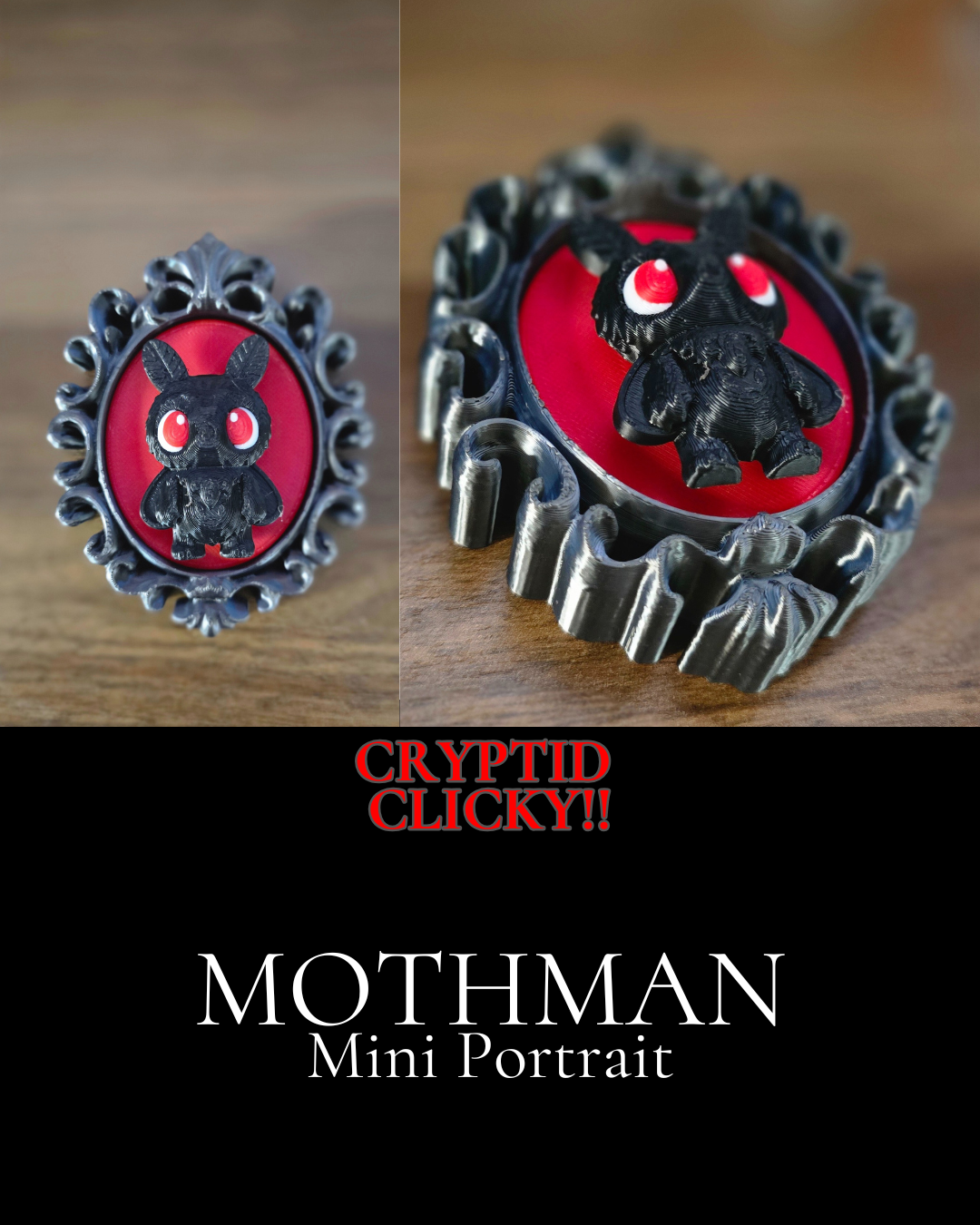 Mothman Portrait Clicky Fidget, Cryptid Clicky