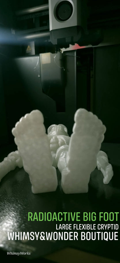Glowing Radioactive Green Bigfoot Figurine – 3D Printed Articulated Skeleton (7.5”)