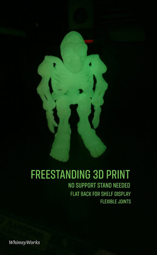 Glowing Radioactive Green Bigfoot Figurine – 3D Printed Articulated Skeleton (7.5”)