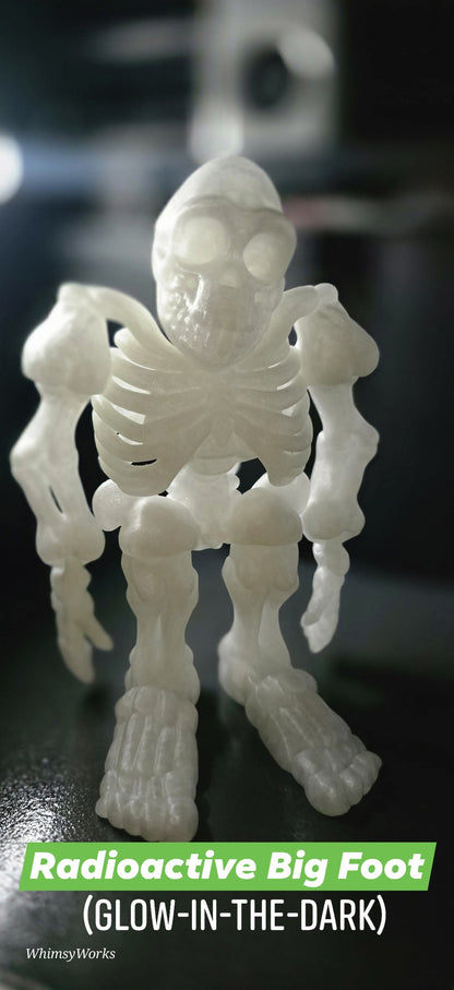 Glowing Radioactive Green Bigfoot Figurine – 3D Printed Articulated Skeleton (7.5”)