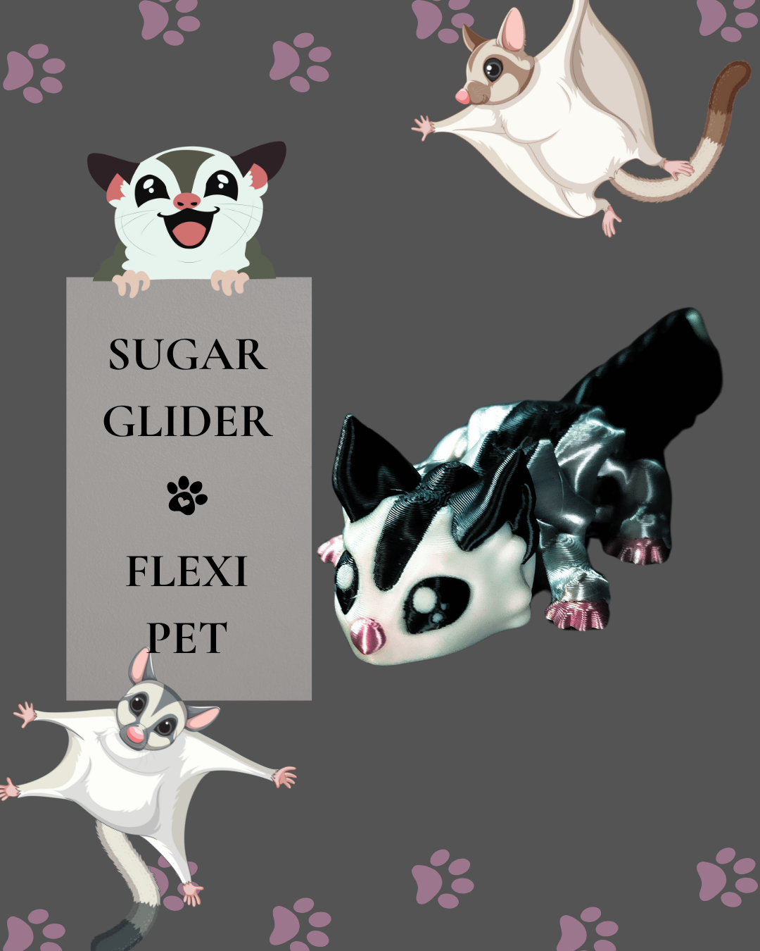 Sugar Glider Flexi Pet – 3D Printed Fidget Toy