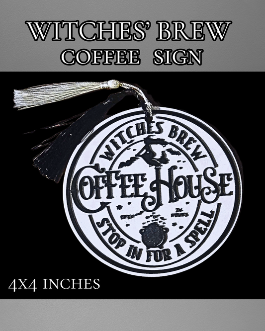 Witches Brew Coffee Sign w/ tassles